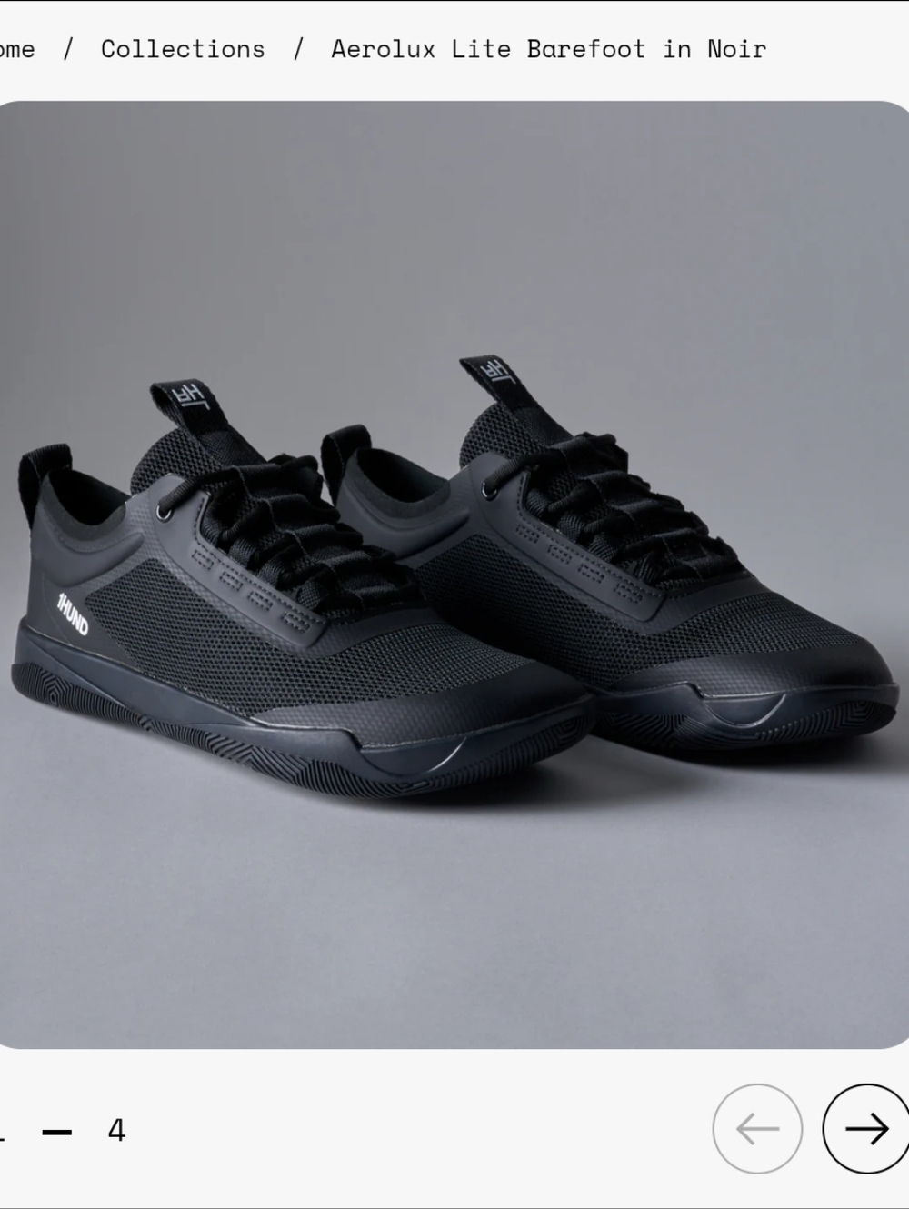1hund Aerolux Lite Barefoot in Noir- 10.5
